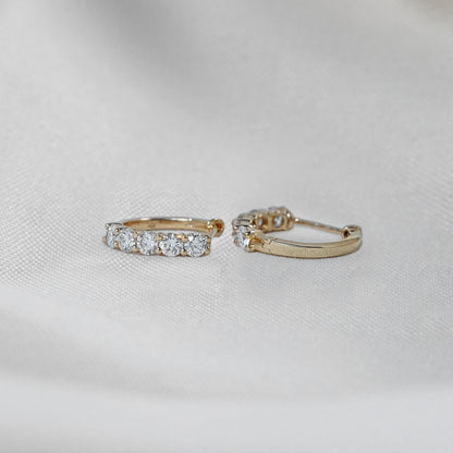 Natural Round Five Stone Hoop Earrings