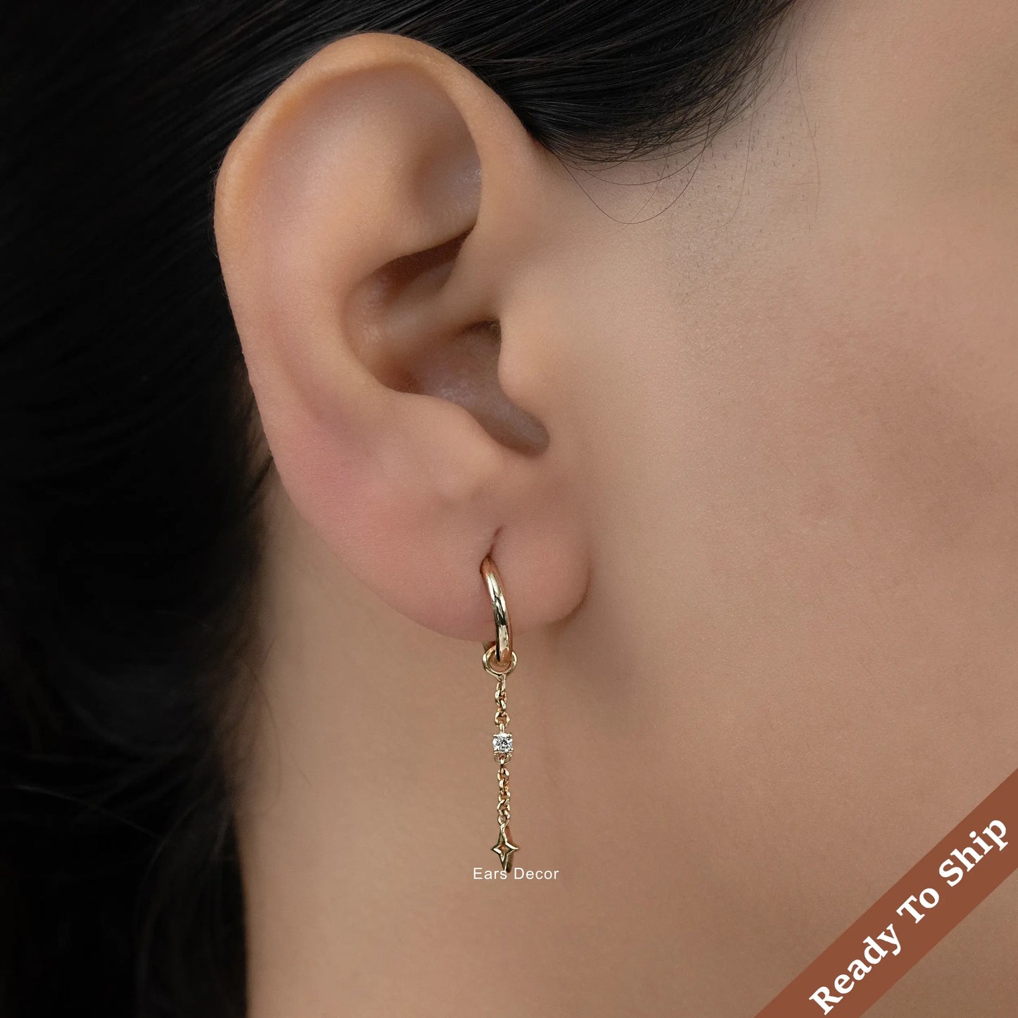 Starburst Hoop Charm Earrings