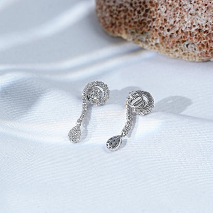 Round Natural Diamond Swirl Dangle Earrings