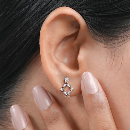 Bezel Set Round Ruby Gemstone Accent Drop Earrings