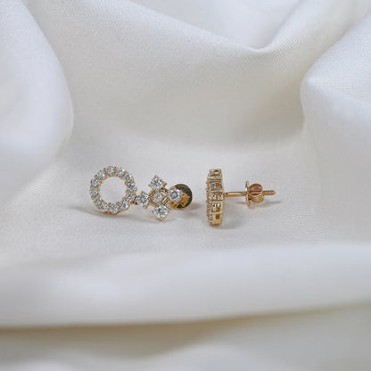 Open Circle Round Diamond Drop Earrings