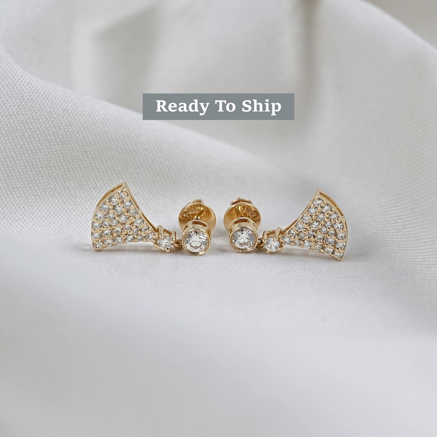 Round Lab Diamond Pave Set Drop Earrings