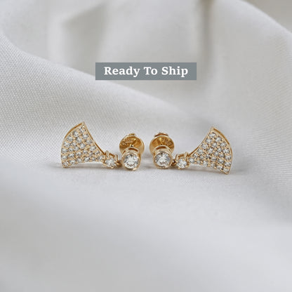 Round Lab Diamond Pave Set Drop Earrings