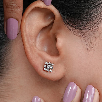 Round Cut Natural Diamond Dainty Earrings