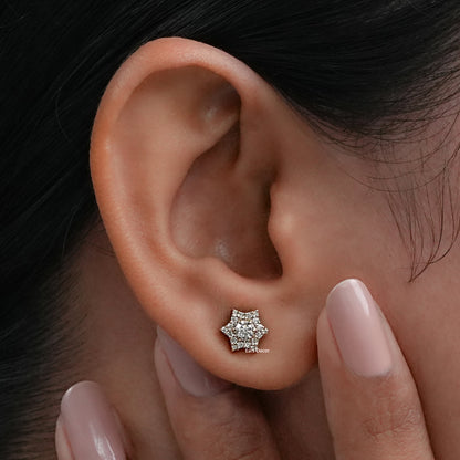 Round Cut Lab Diamond Cluster Stud Earrings
