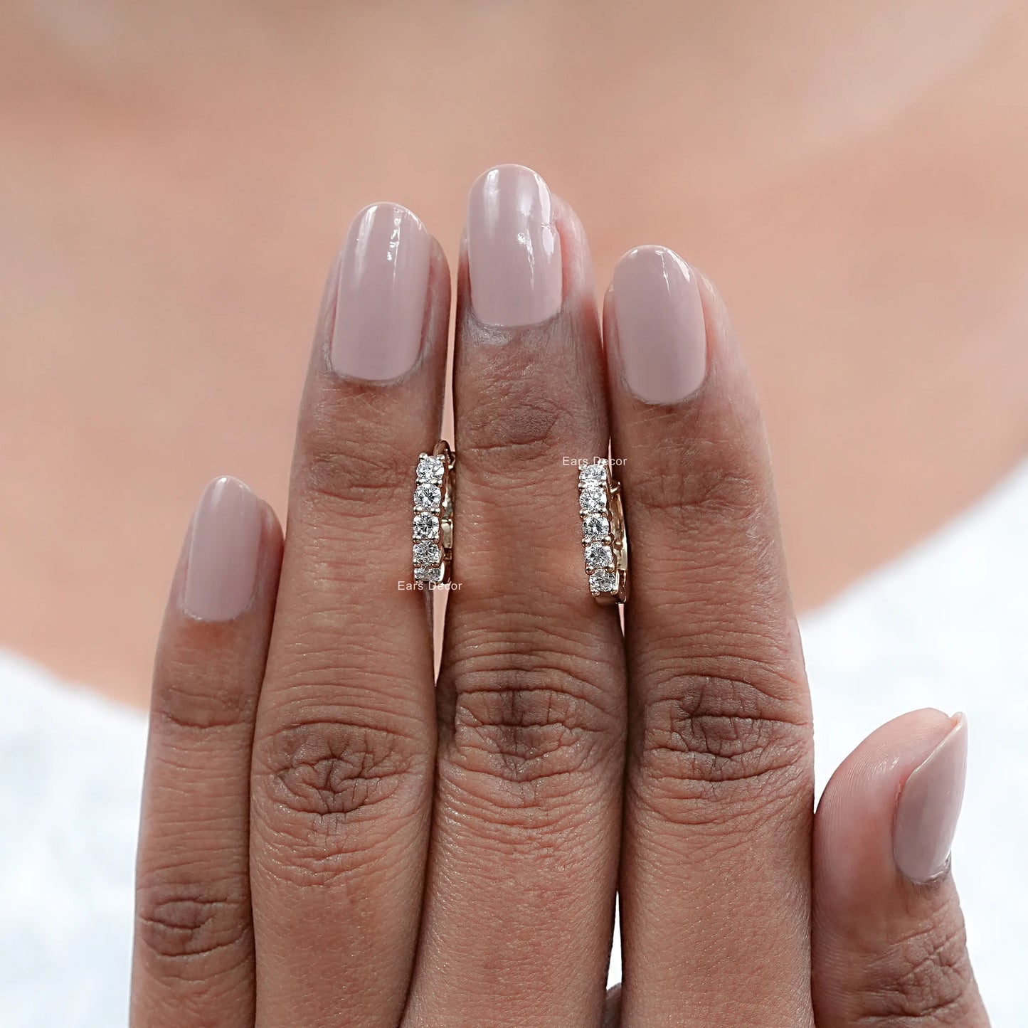 Five Stone Round Lab Diamond Hoop Earring