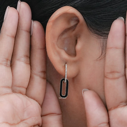 Round Diamond Hoop Link Earrings