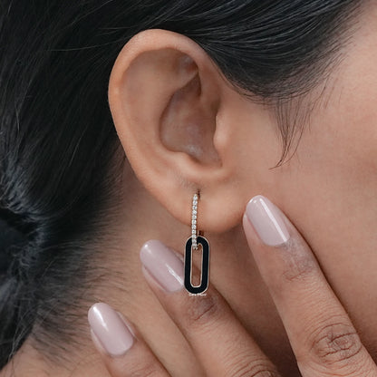 Round Diamond Hoop Link Earrings