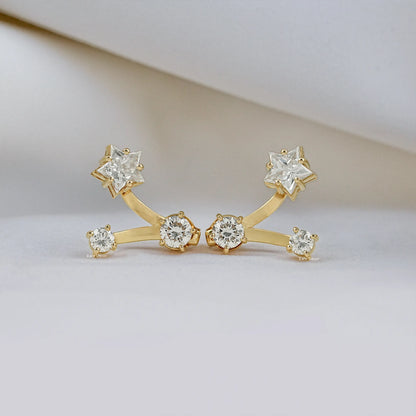 Star Cut Ear Jacket Stud Earring