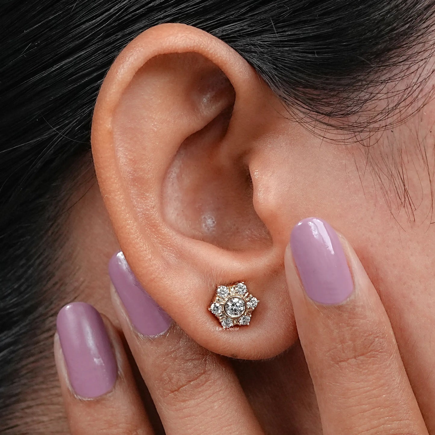 Round Cut lab Grown Diamond Dainty Stud Earrings
