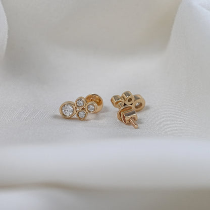 Bezel Set Round Cut Natural Diamond Tiny Stud
