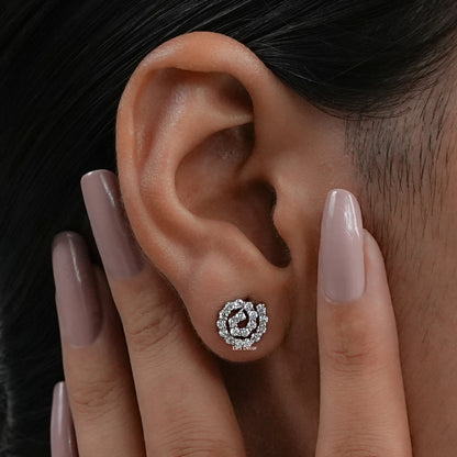 Round Cut Lab Grown Diamond Spiral Earrings