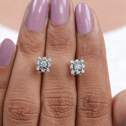 Round Cut Natural Diamond Dainty Earrings