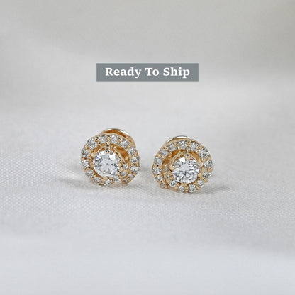 Round CVD Diamond Spiral Stud Earrings