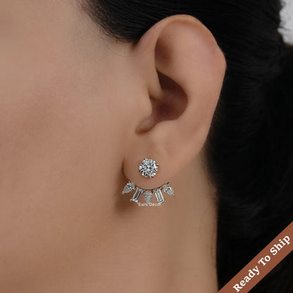 Multi Shape Ear Jacket Stud Earrings