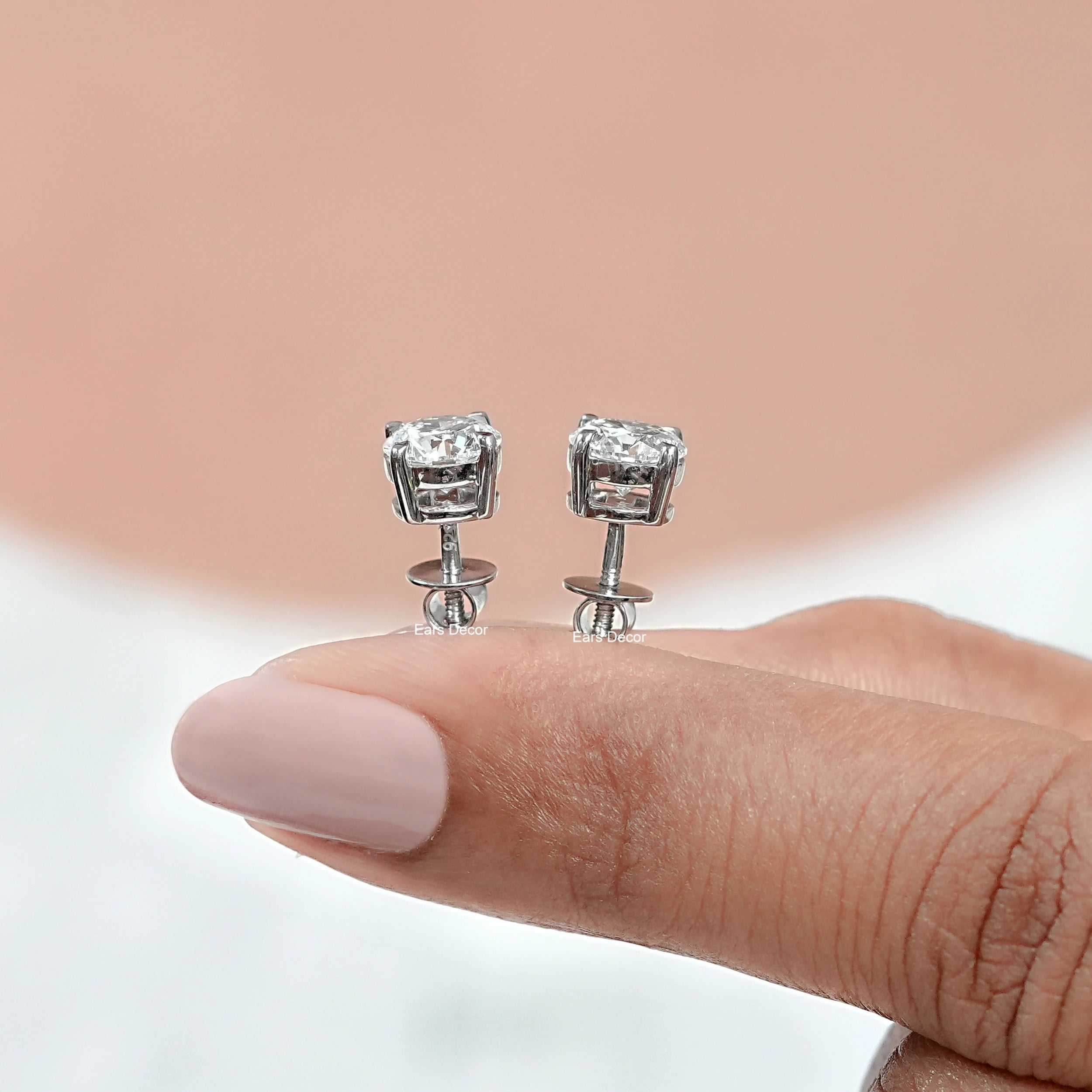 Tsv Jewelers Men's 8mm Round Cut Lab Simulated Diamond Sterling Silver Stud Earrings (0.75-0.99 Ctw)