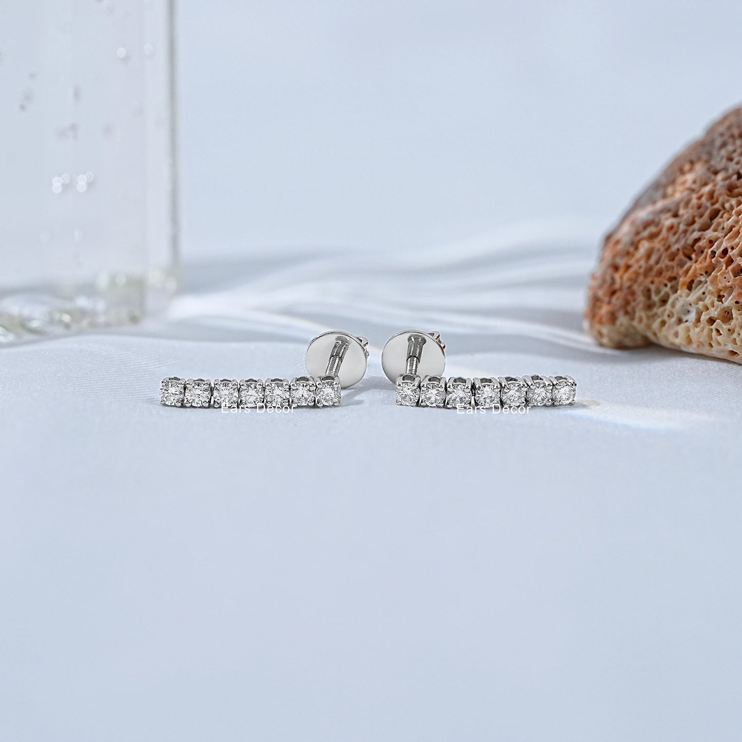 Round Lab Diamond Linear Dangle Earring