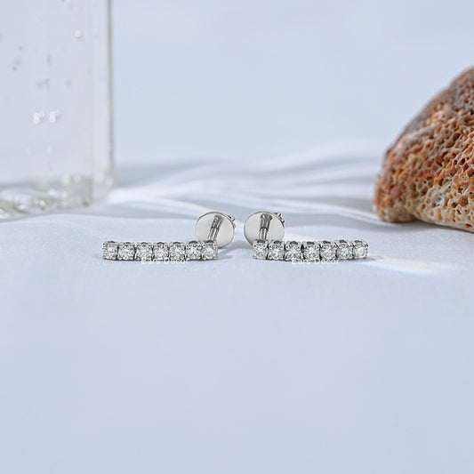 Round Lab Diamond Linear Dangle Earring