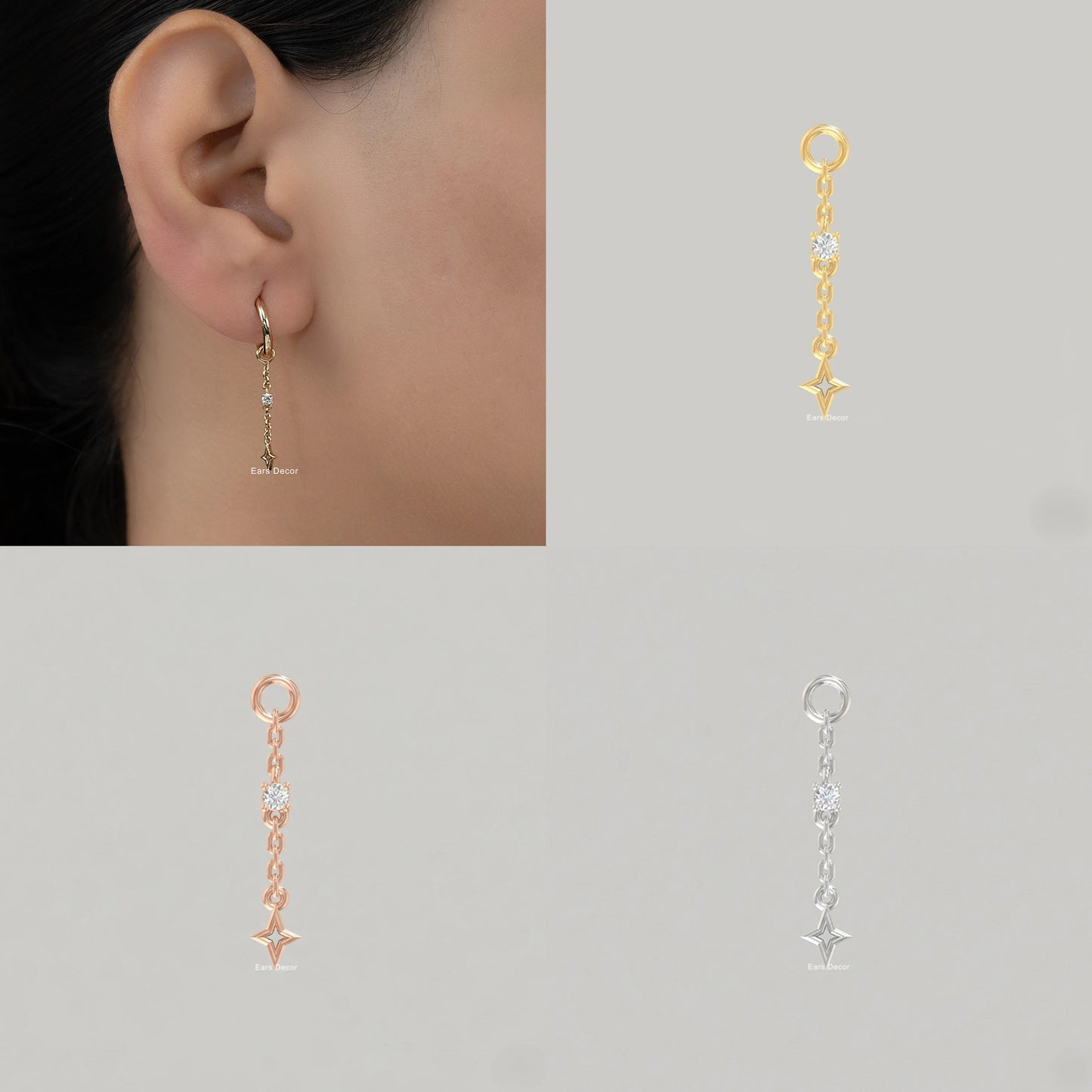 Starburst Hoop Charm Earrings