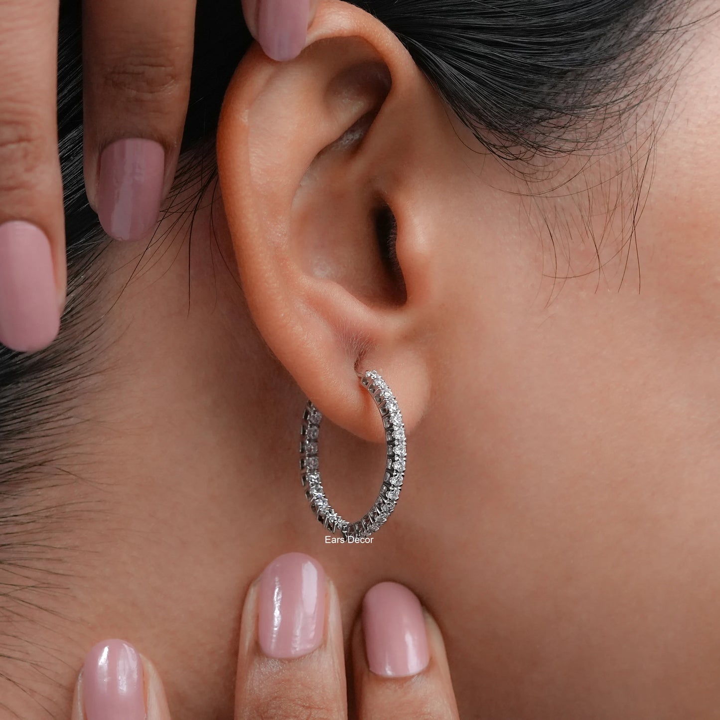 Round Cut Lab Grown Diamond Hoops