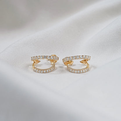 Lab Grown Round Diamond C Hoop Earrings
