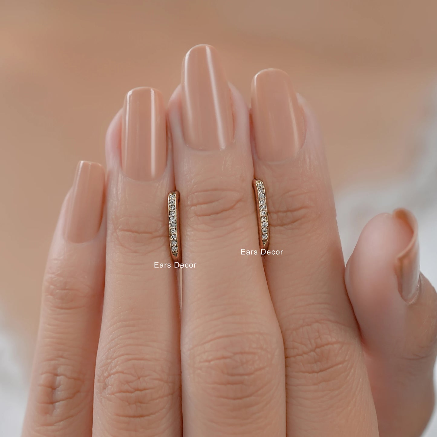 Round Lab Diamond Channel Set Hoop Earring