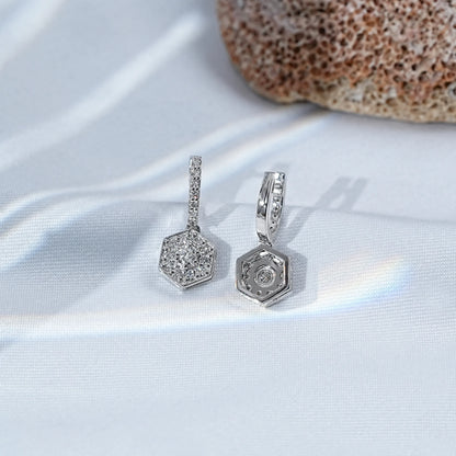 Hexagon Shape Round Cut Lab Diamond Dangle Earrings
