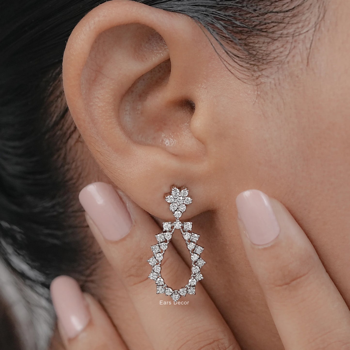 Open Pear Shape Drop Dangle Earrings