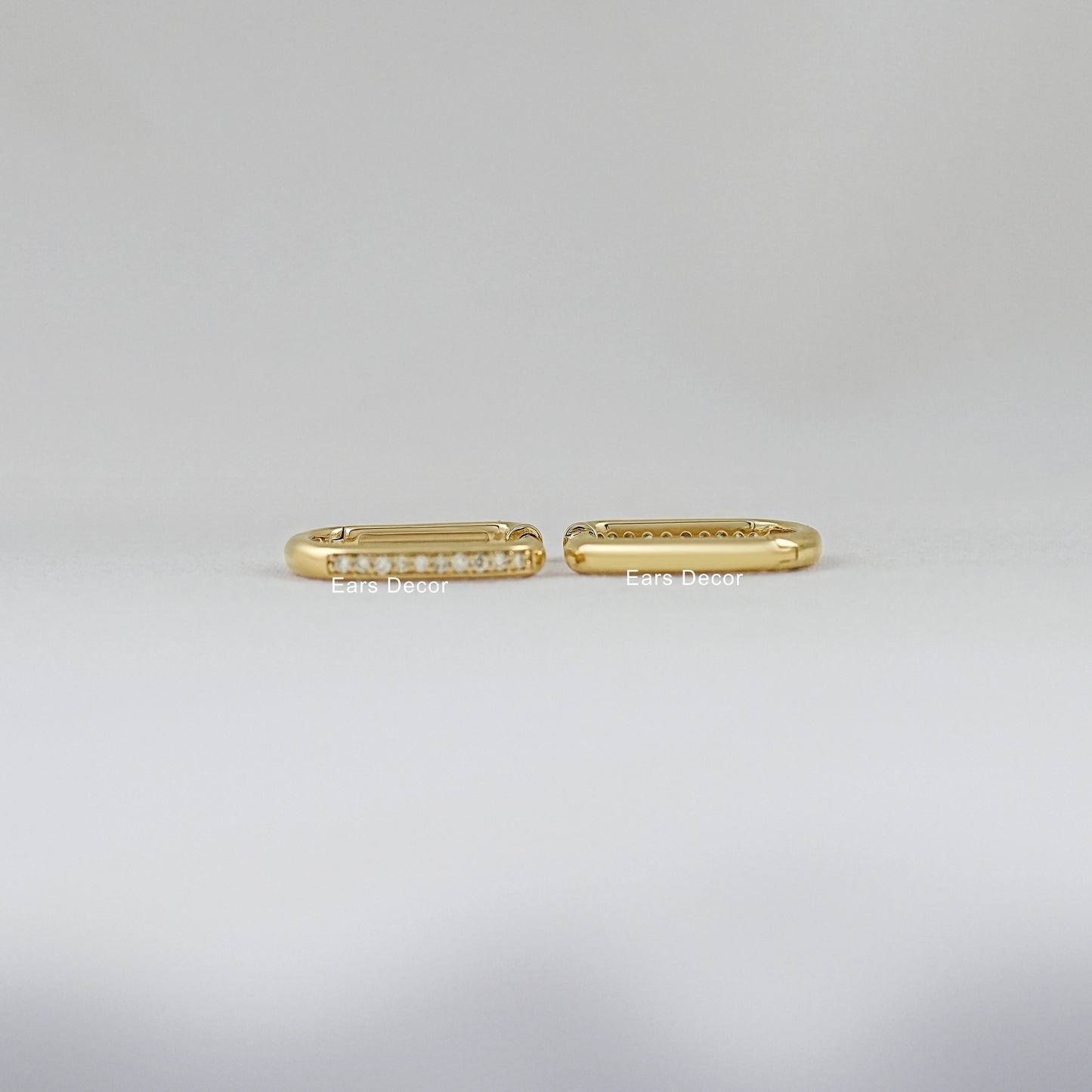 Round Lab Diamond Channel Set Hoop Earring