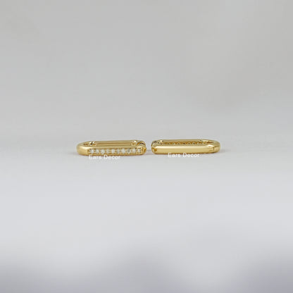 Round Lab Diamond Channel Set Hoop Earring