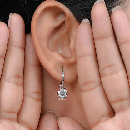 Round Lab Diamond Huggie Hoop Earrings