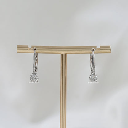 Round Cut Lab Diamond Dangle Hoop Earrings