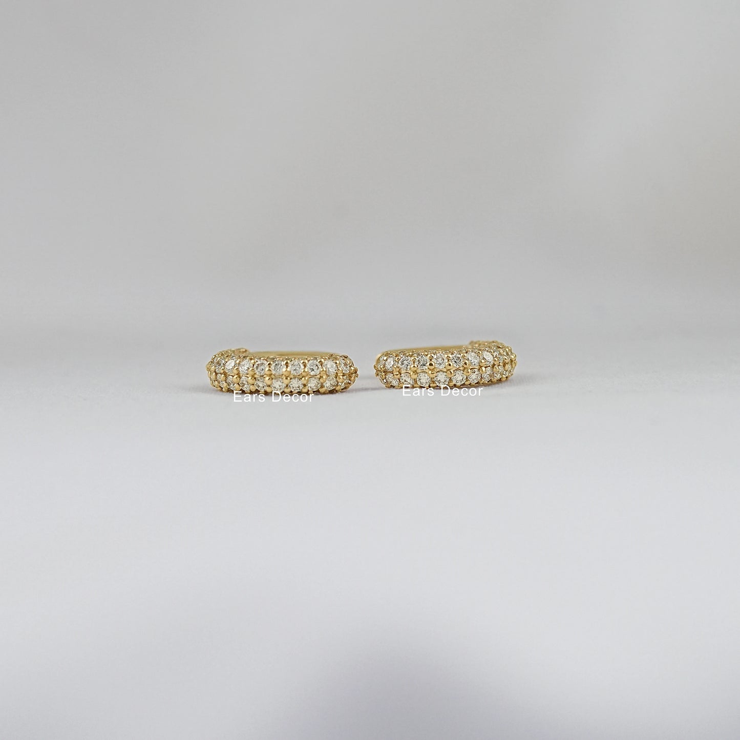 Round Lab Diamond Pave Set Huggie Hoop Earring