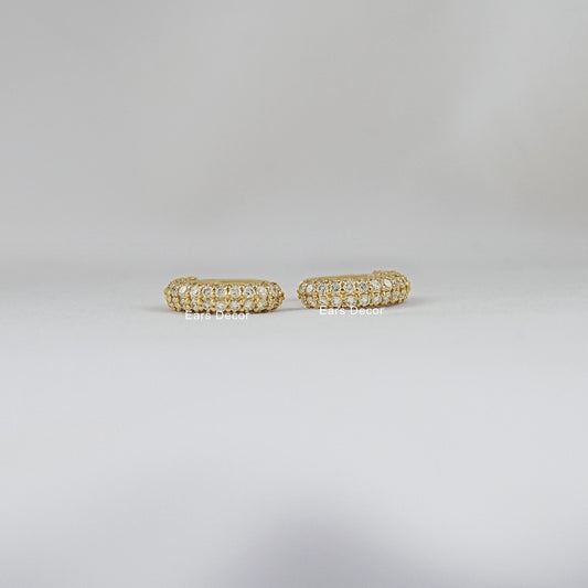 Round Lab Diamond Pave Set Huggie Hoop Earring