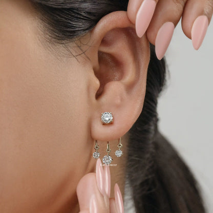 Round Lab Diamond Ear Jacket Earring