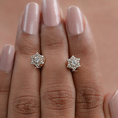 Round Cut Lab Diamond Cluster Stud Earrings