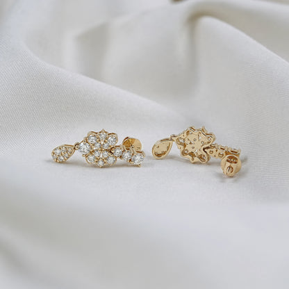 Round Cut Natural Diamond Pear Drop Earrings