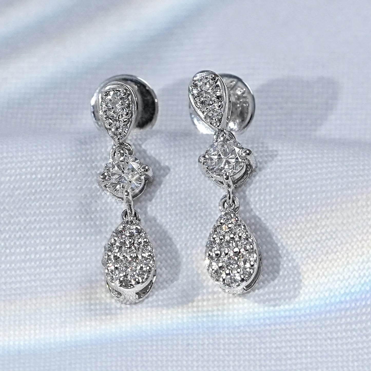 Round Natural Diamond Cluster Drop Earrings