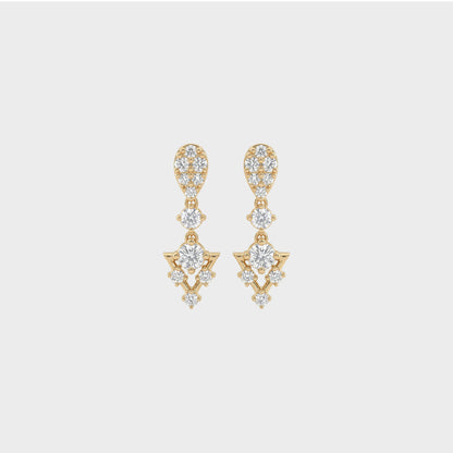 Round Cut Lab Grown Diamond Cluster Drop Earrings