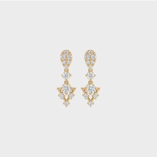 Round Cut Lab Grown Diamond Cluster Drop Earrings
