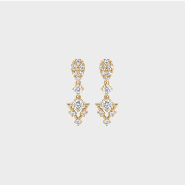 Round Cut Lab Grown Diamond Cluster Drop Earrings