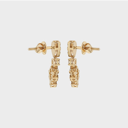 Round Cut Lab Grown Diamond Cluster Drop Earrings