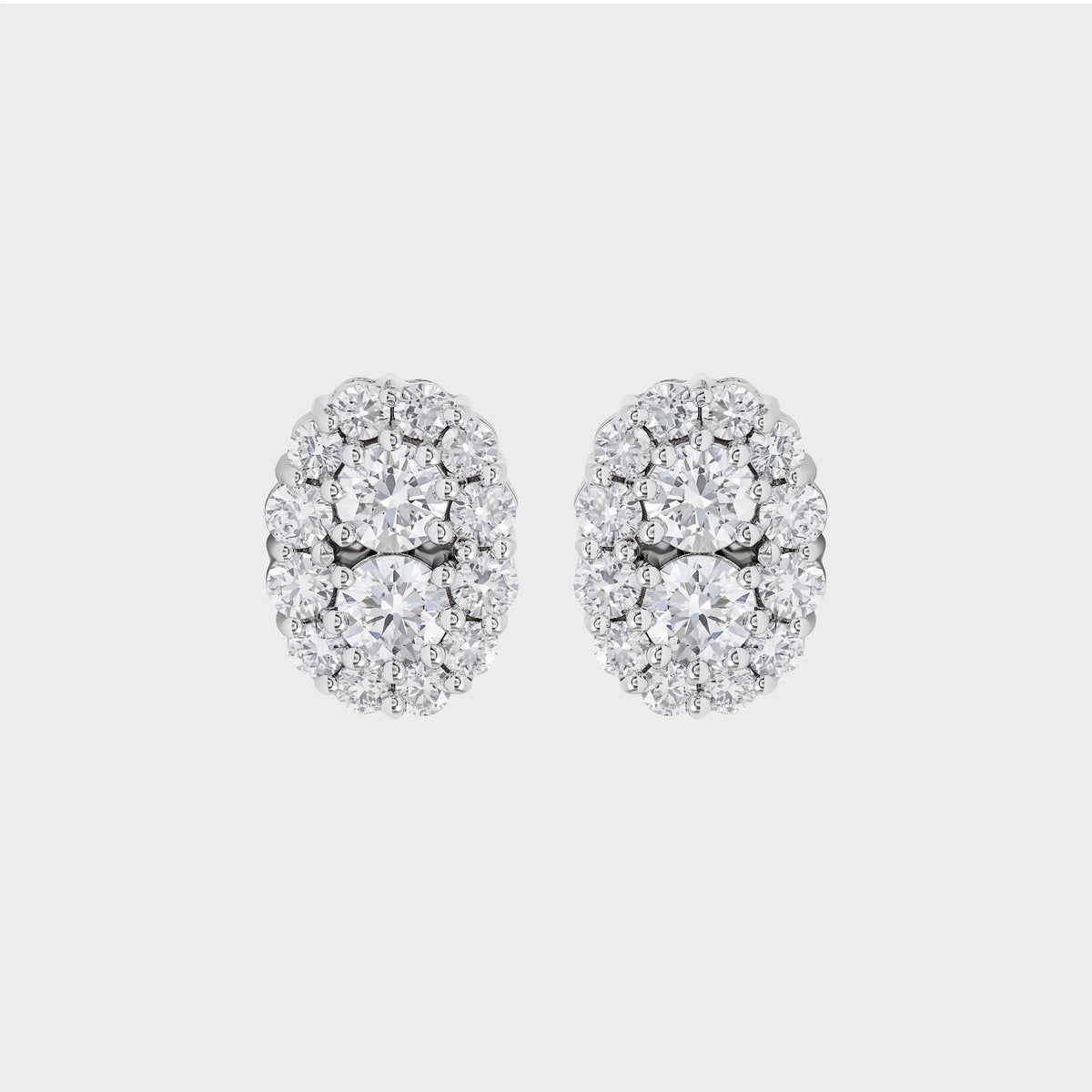 Round Cut Lab Diamond Halo Stud Earrings