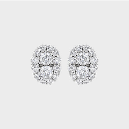 Round Cut Lab Diamond Halo Stud Earrings