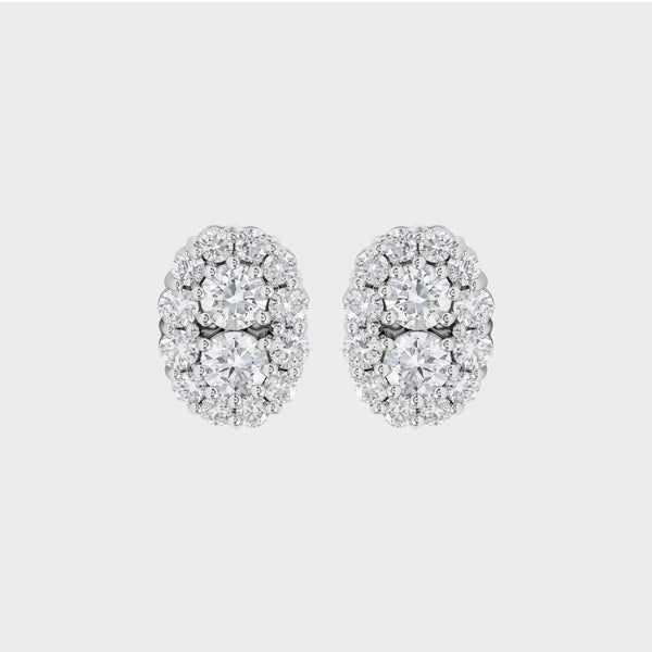 Round Cut Lab Diamond Halo Stud Earrings