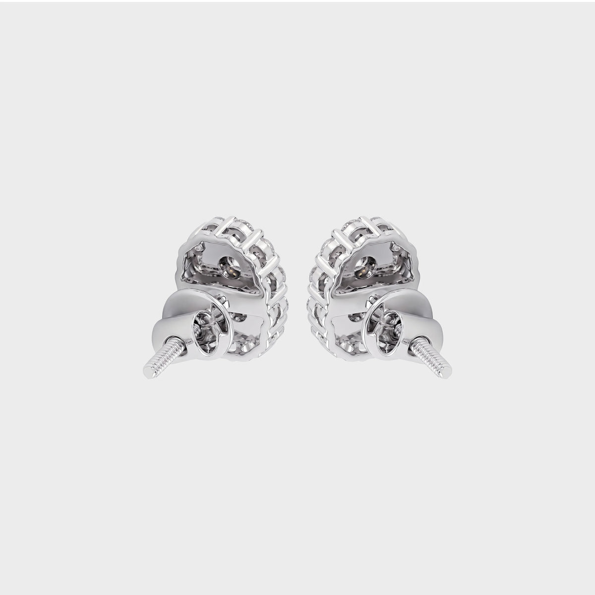 Round Cut Lab Diamond Halo Stud Earrings