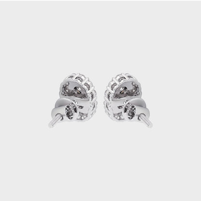 Round Cut Lab Diamond Halo Stud Earrings