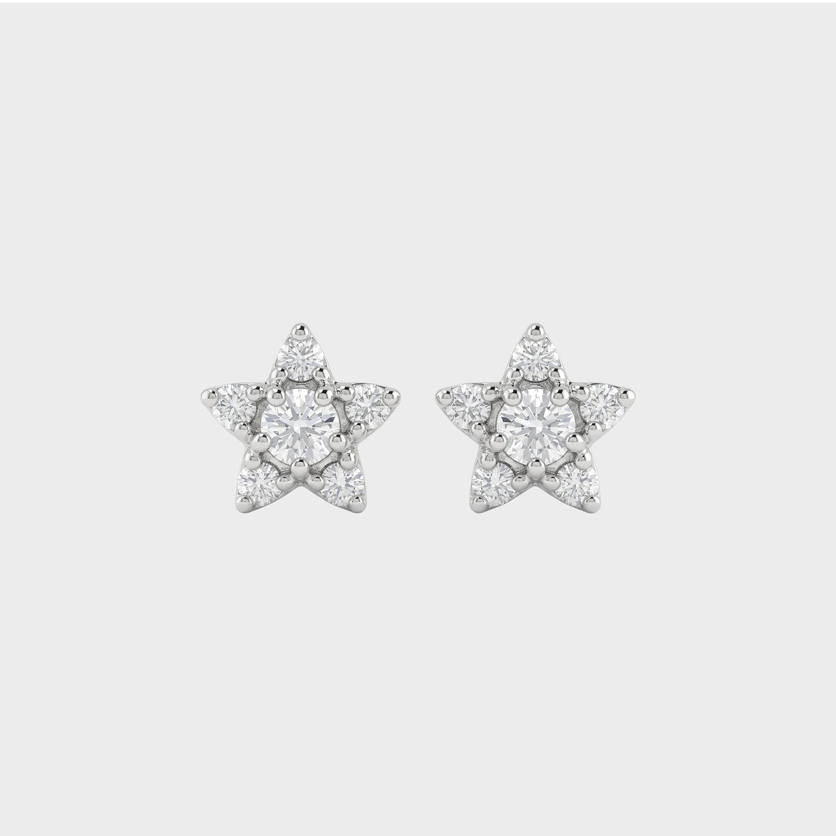Round Cut Natural Diamond Star Shape Stud Earrings