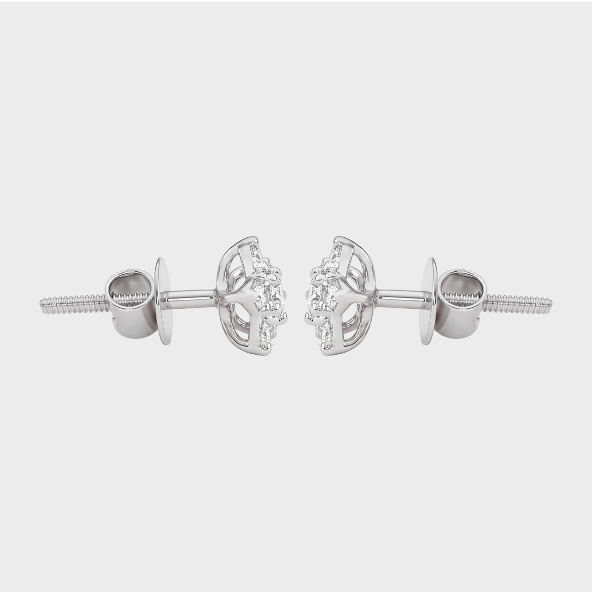 Round Cut Natural Diamond Star Shape Stud Earrings