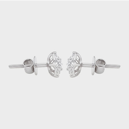 Round Cut Natural Diamond Star Shape Stud Earrings